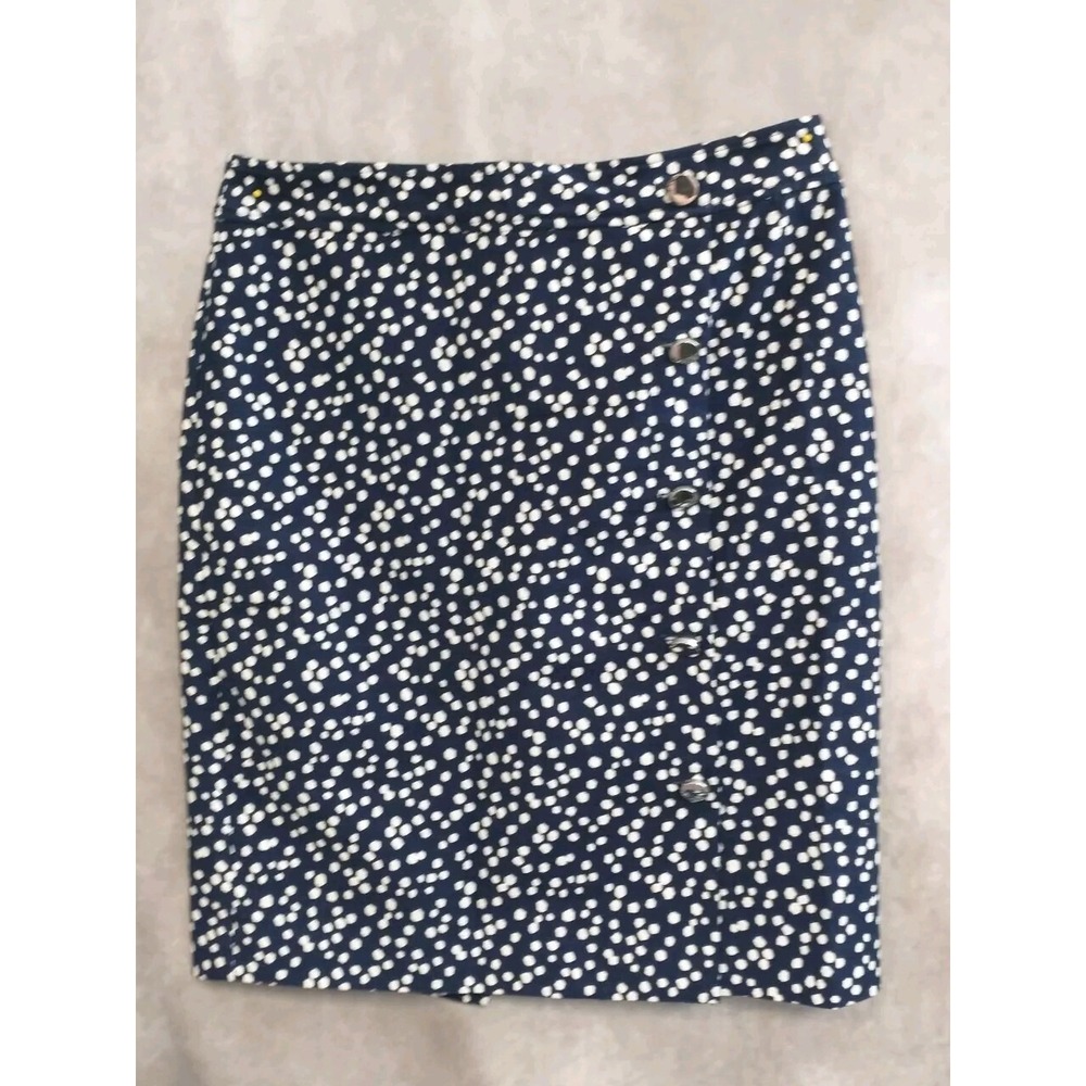 Talbots‎ Pencil Skirt Womens 6P Knee Length Lined Blue Polka Dot Back Zip